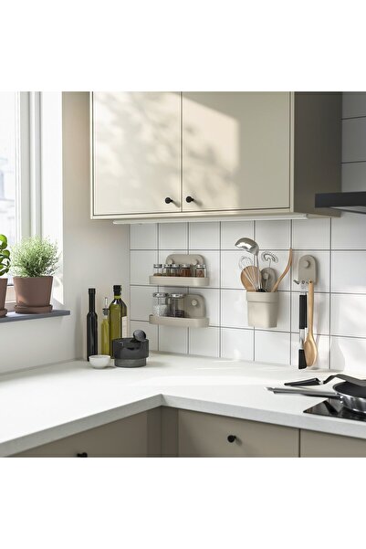 Generic Triple hook with suction cup, grey-beige, 7 x 11 cm