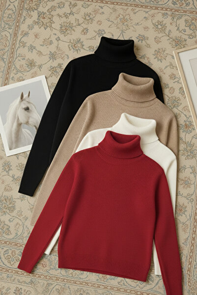 MELLORENZO Turtleneck Sweater 4-Piece Ready Pack Seasonal Savior Piece Cotton Turtleneck Slim Fit