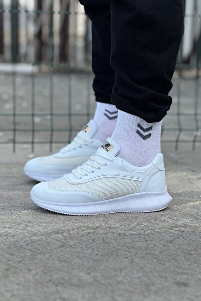 Mhoda Shoes Rlx062 Men's Lace-Up Knit Casual Sports Shoes Tbt - White