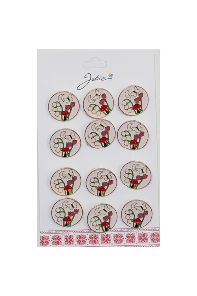 Flippy Set of 12 Children's Brooches Butterfly Moon Flowers Mushrooms, Jolie