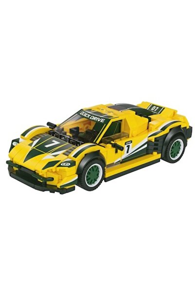 OEM Sports Car Building Set with Pull-Back Mechanism, 243 Pieces - Yellow (At Lightning Speed) 6+