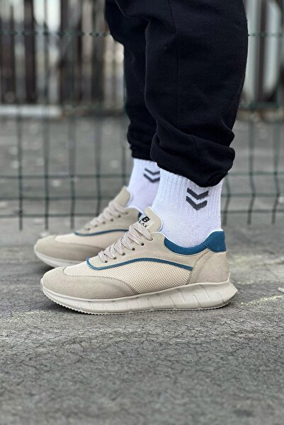 Mhoda Shoes Rlx062 Men's Lace-Up Knitwear Casual Sports Shoes Tkt - Beige