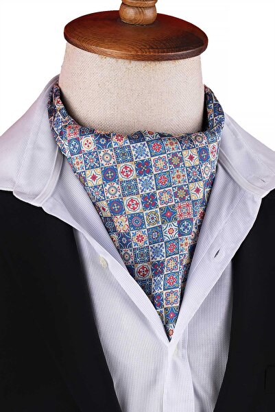 Kravatkolik Multi-Colored Mosaic Motif Pattern Men's Scarf Ascot K663
