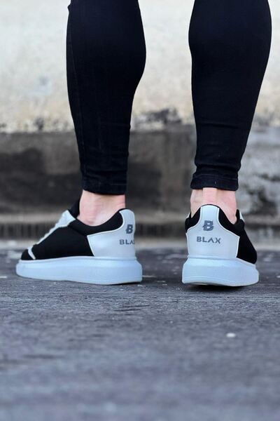 Mhoda Shoes Rlx019 Men's Casual Lace-Up Knitwear Skin Sports Sneaker Shoes Tcbt - Black/White