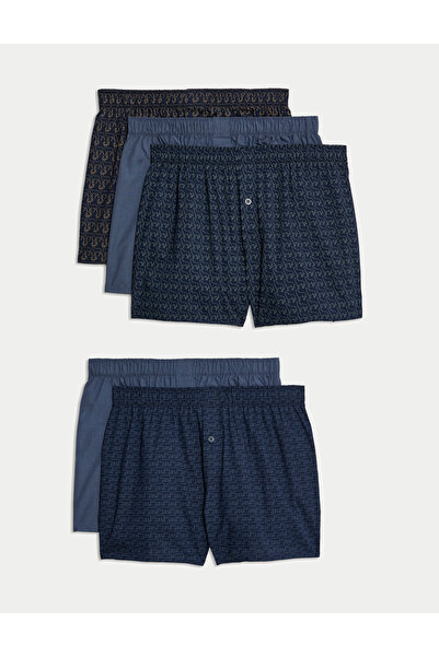 Marks & Spencer 5’li Saf Pamuk Desenli Dokuma Boxer