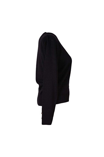 trender Gny01 Sleeve Detailed O Neck Black Women's Sweater 26Kl71V91001