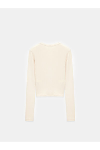 Dilvin 32319 Modal amestecat cu mânecă lungă Top-Stone