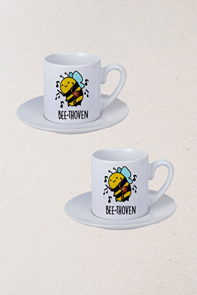 Ormira Konsept مجموعة فناجين القهوة التركية بي-ثوفن مطبوع