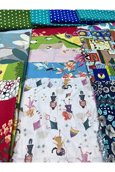 Yiğit Kumaş قماش بوبلين منقوش، قطعة 40×50 سم، 23 قطعة من أقمشة الباتشورك