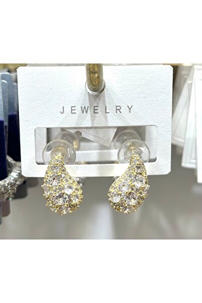 JEWELRY أقراط ذهبية فاخرة مرصعة بحجر الزركون