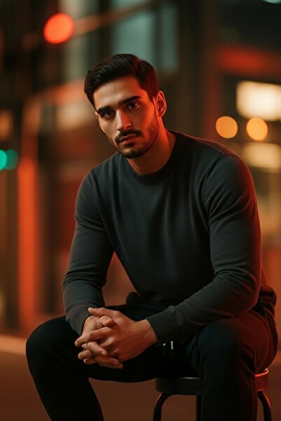 COMBİNE MİCHAİL Men's Basic Comfortable Smoked Loose Knit Sweater