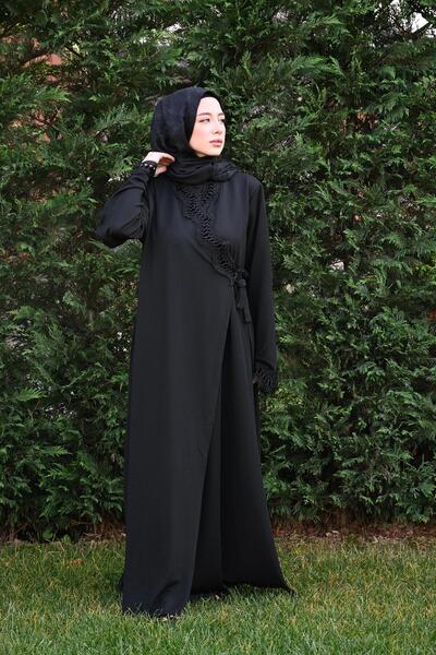 Ferraceci Miraç Dantel Dokulu Tek Parça Pratik Namaz Elbisesi