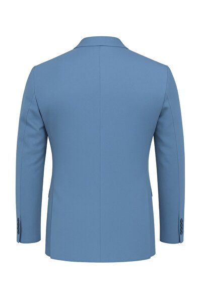 Plus Scorpion Ανδρικό μπλέιζερ εφαρμοστό τύπου Light Indigo – Με ένα κουμπί – Για κομψά casual & συνδυασμούς γραφείου – Full Asta