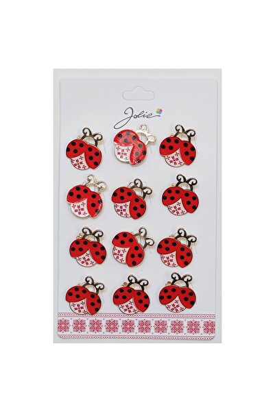 dng Set of 12 Martisor Brooches - Spring Ladybug with Traditional Motif