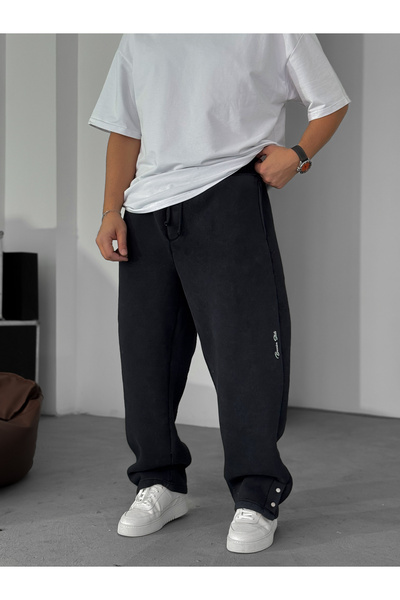 BYBASICMAN Μαύρη φόρμα με κουμπιά που πλένεται BRY-100-14