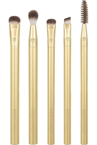 Ecotools مجموعة تفتيح العيون بالمعادن الثمينة، مجموعة فرش العيون الذهبية من 5 قطع