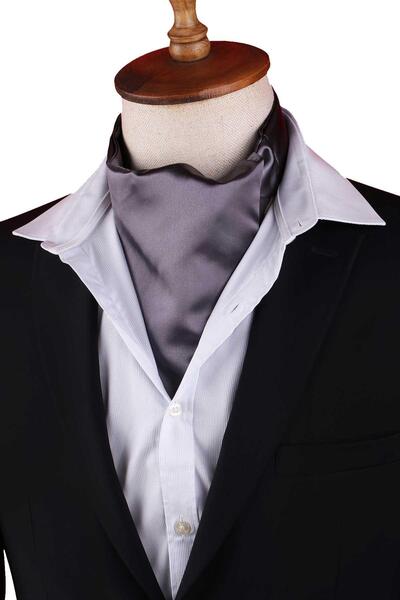 Kravatkolik Smoked Plain Men's Scarf Ascot K674
