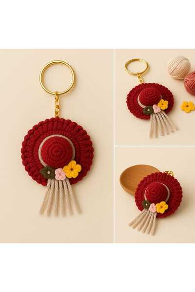 Handmade Handmade Knitted Hat Keychain – Bag Ornament – Car Mirror Ornament