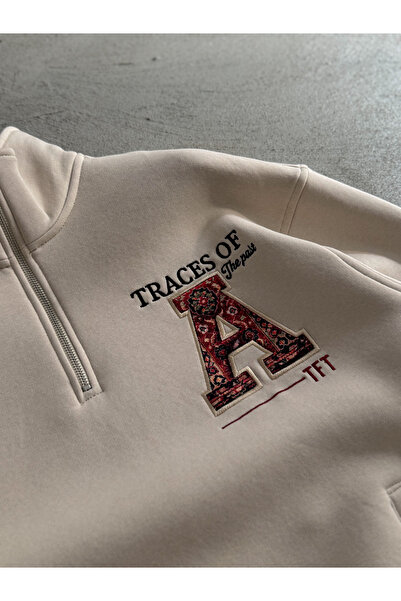 BYBASICMAN Bej A Swea brodat tricou TW-7085