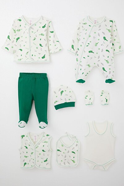 Breeze Baby Girl Hospital Release 8-Piece Spring Themed Cute Little Sparrow Patterned 0-3 Months, Ecru