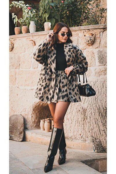pelin yıldız butik Riesa Leopar Kemer Detay Mini Etek