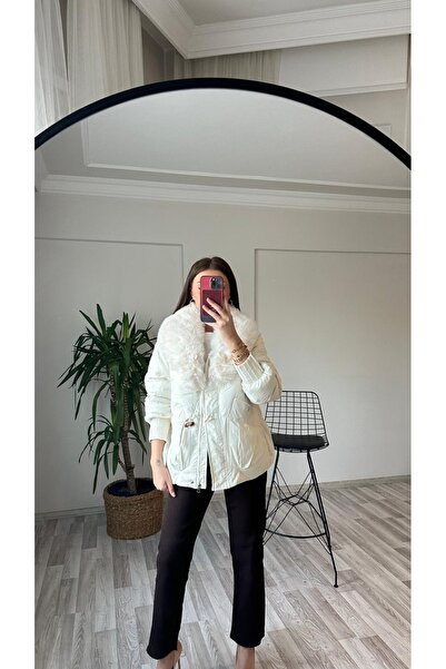 perchemfashion Yaka Peluşlu Şişme Mont