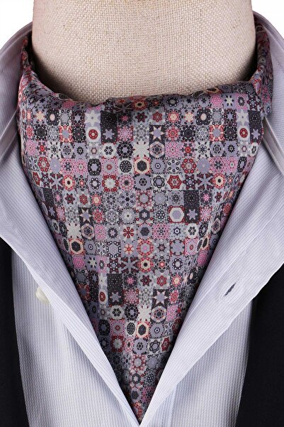 Kravatkolik Multi-Colored Mosaic Motif Pattern Men's Scarf Ascot K666