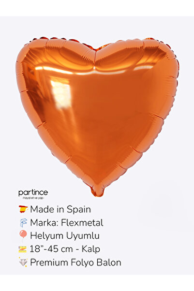 partince 18″ – 45 cm Kalp Folyo Balonlar Paket İçi 1 Adet