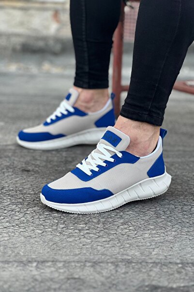 Mhoda Shoes Rlx063 Men's Casual Lace-Up Sneakers Tbt - Beige/Blue