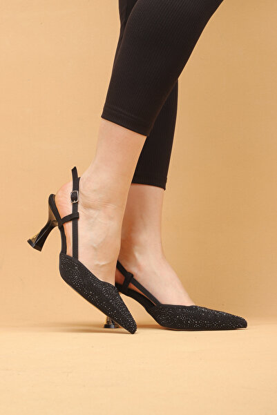 Nilsa Shoes Γυναικεία βραδινά παπούτσια με ψηλό τακούνι και πέτρινη λεπτομέρεια