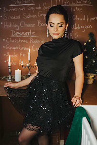 pelin yıldız butik İncili Kloş Mini Etek