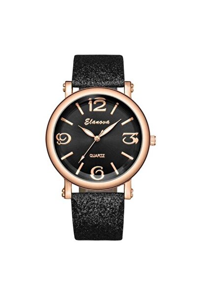 Elanova ساعة يد نسائية من الجلد التناظري EL41