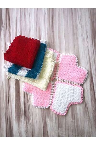 MOR TIRTIL el örgüsü banyo lifi sabun bezi 4 lü set çeyizlik gelin işi