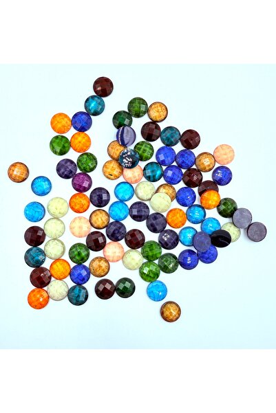 yiğit aksesuar 50 Pieces 10 mm Colorful Glue-On Acrylic Stone