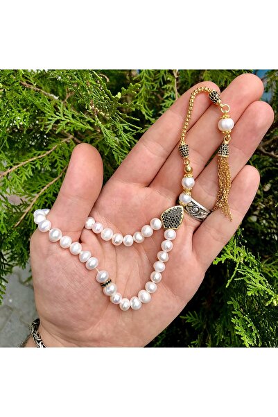 KANUNİ TESBİH Diamond Model Gümüş Tasarımlı Orjinal İnci Tesbih