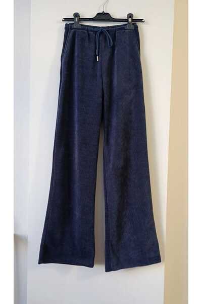 Butik Şans Elastic Waist Velvet Fabric Palazzo Trousers