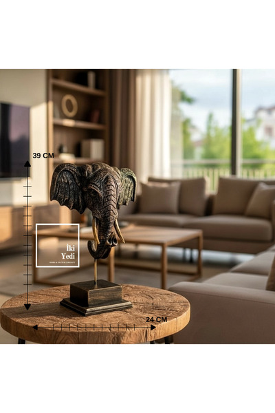 İki Yedi Konsept Thorpe Fil Başı Dekoratif Obje Fil Heykeli Ev ve Ofis Aksesu...