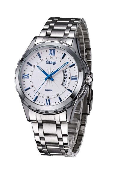 Stagi ساعة يد رجالية كوارتز تناظرية، مقاومة للصدأ، تجمع بين الأناقة والمتانة