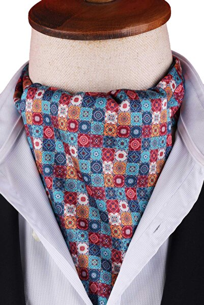 Kravatkolik Multi-Colored Mosaic Motif Pattern Men's Scarf Ascot K673