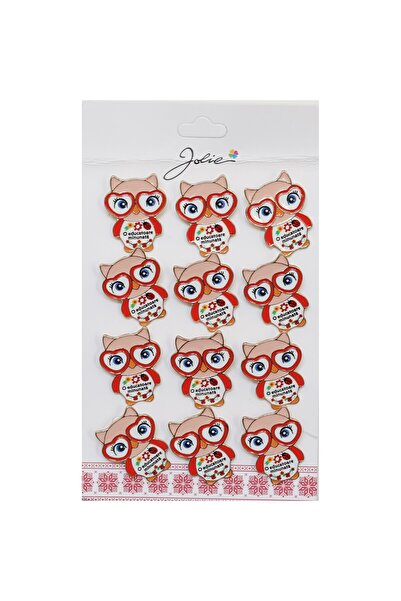 Flippy Σετ 12 Brose Martisor Primavara Bufnita cu Mesaj O Educatoare Minunata