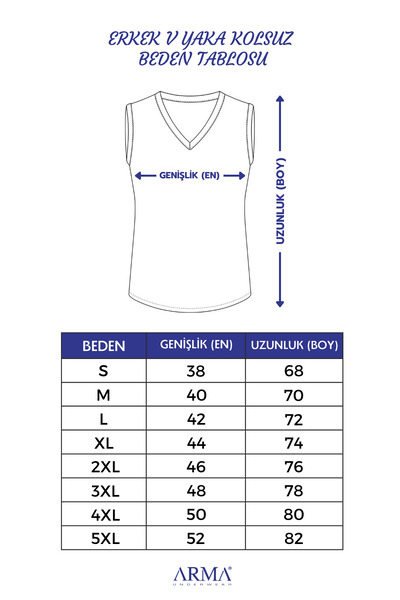 Arma Yıldız 6 Pieces Gray Sleeveless Men's Undershirt V-Neck Zero Sleeve T-Shirt 100% Cotton