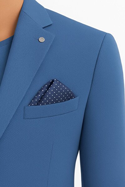 Plus Scorpion Ανδρικό μπλέιζερ εφαρμοστό τύπου Light Indigo – Με ένα κουμπί – Για κομψά casual & συνδυασμούς γραφείου – Full Asta