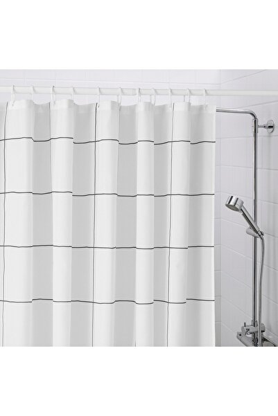 Generic Shower curtain, white/check, 180 x 200 cm