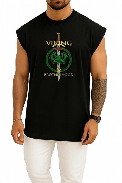 Bahriyeli Collection oversized Βίκινγκ Βραδαίνοι Αδελφοσύλλεκτοι με τύπωμα Αθ...