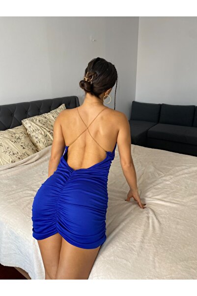 SİTRİNA Chain Detailed Drawstring Mini Stylish Dress Patterns