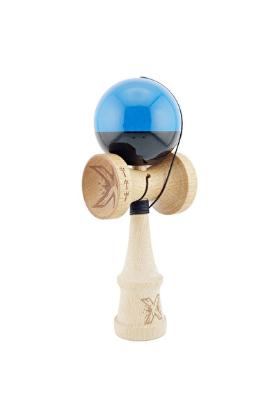 VİBE Kendama X, Super Sticky with Large Cups, Metal Bearing, Wooden 18 cm, String 55 cm, Blue/Black