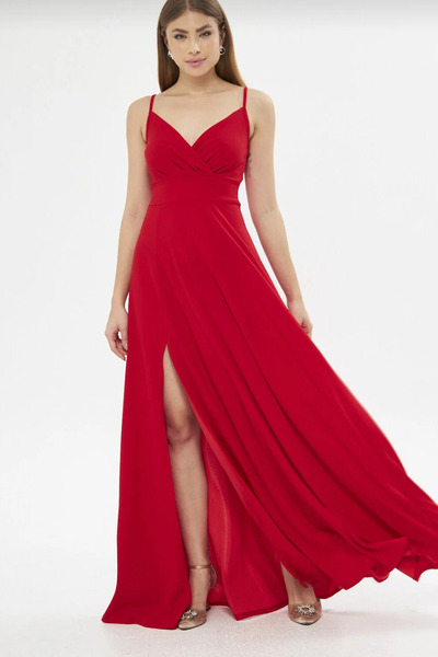 ESSFASIHON Slit Flexible Dress with Straps