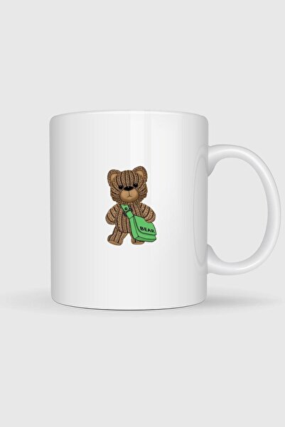 Bahriyeli Collection Sweet Teddy Bear with Green Bag Printed Mug Cups