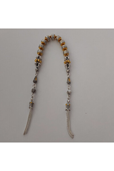 aytens Master Crafted Zamak Zaza Prayer Beads with Brass Inlay and Natural Stones - Special Design