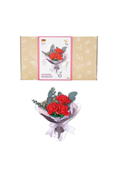 BYCEGU 5757 Sun-Rst-Blx-Flower Set Rose Bouquet 3-Piece Red 285 Pcs